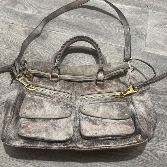 Aimee Kestenberg Soho Leather Gold Pink  Metallic Distressed Bag, Satchel - Picture 3 of 12